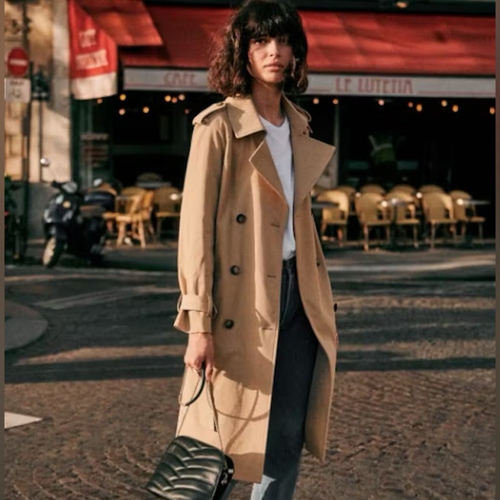 Sezane Scott Trench Coat Size 34/2 in Camel - Like New